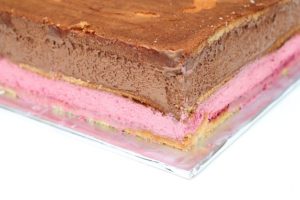 Layered cake with raspberry mousse